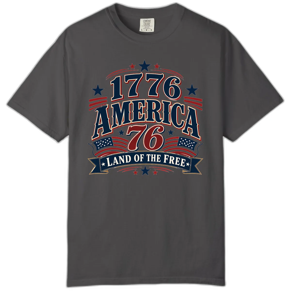 1776 America Land Of The Free Design Comfort Color in Graphite