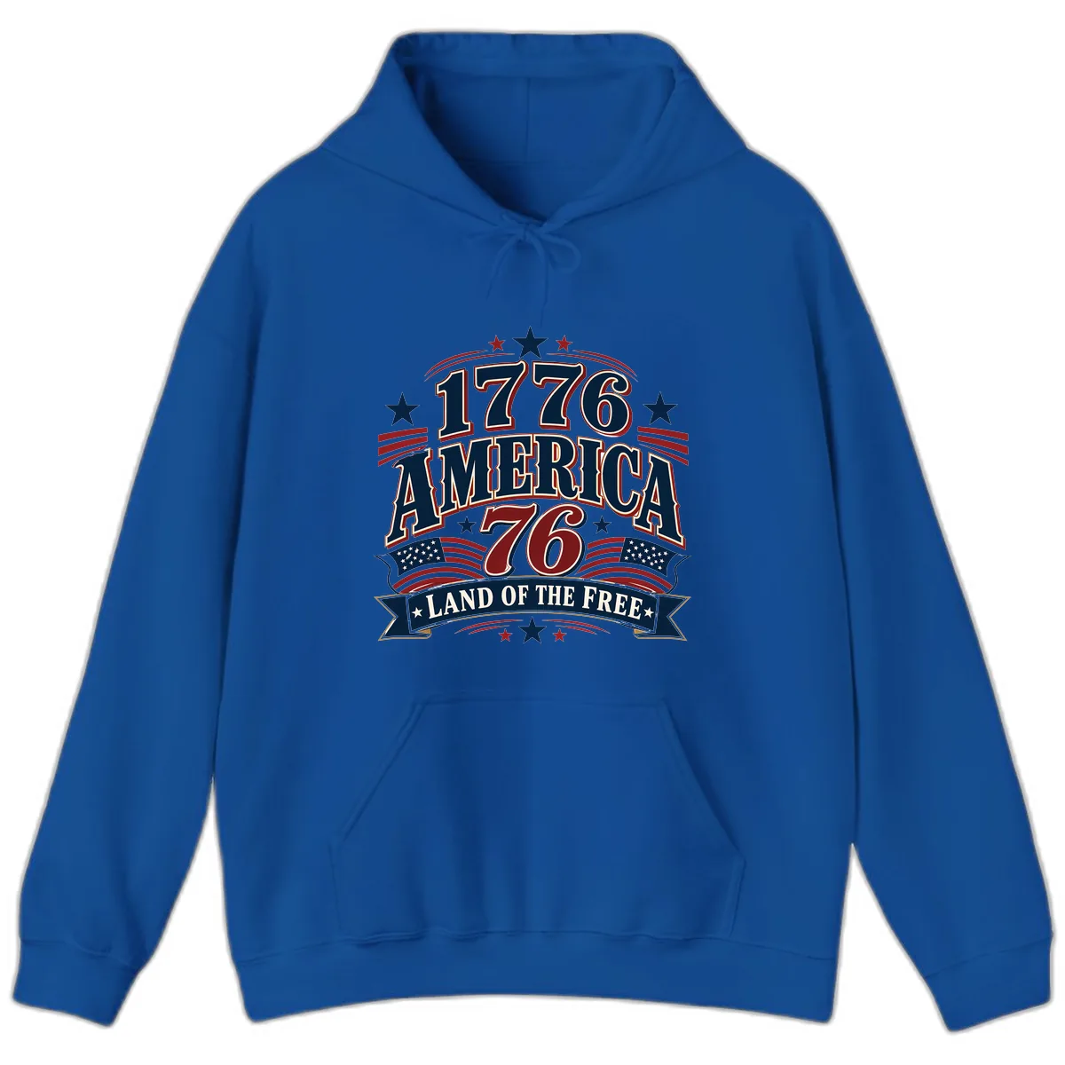 1776 America Land Of The Free Design Hoodie in Royal