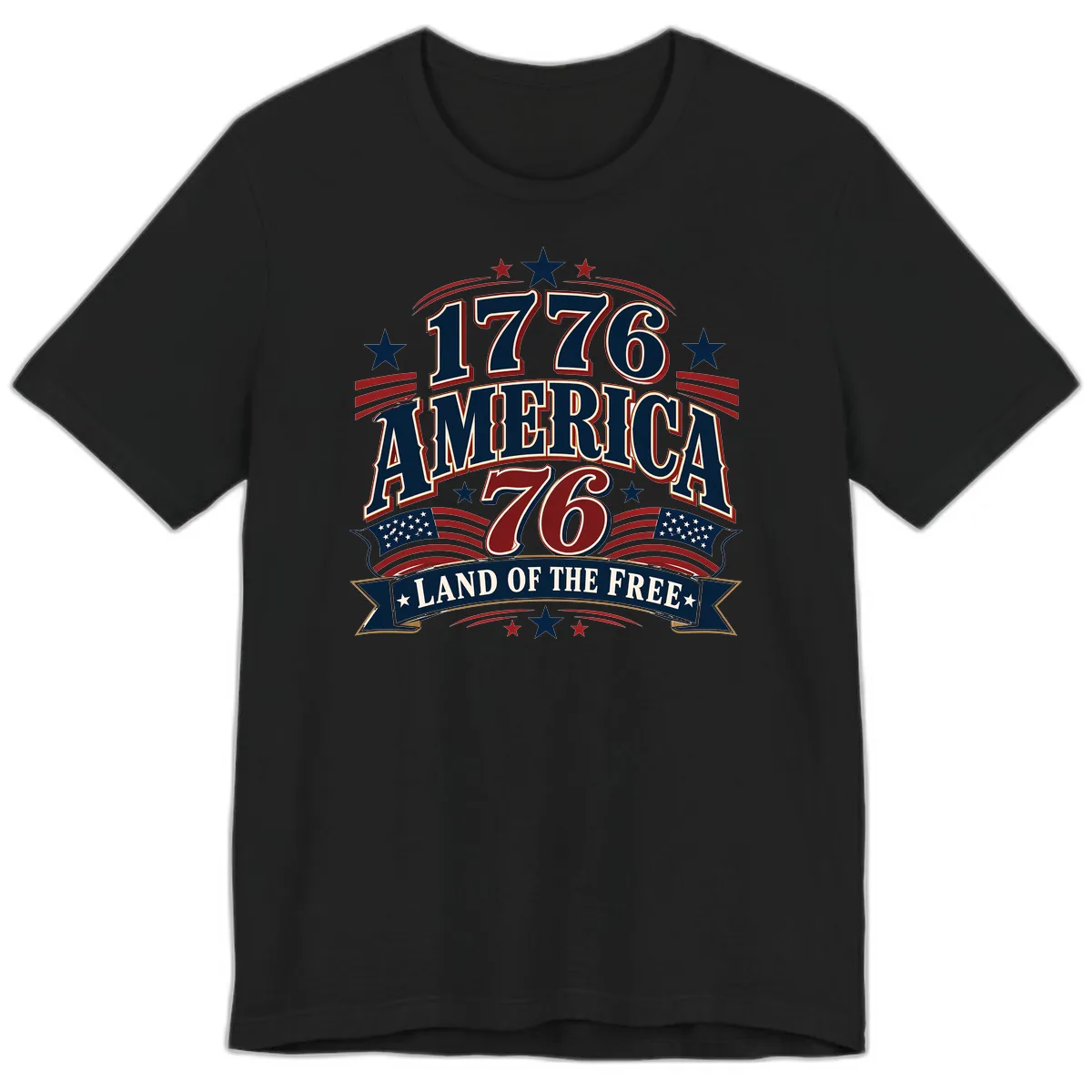 1776 America Land Of The Free Design Premium T-Shirt in Black