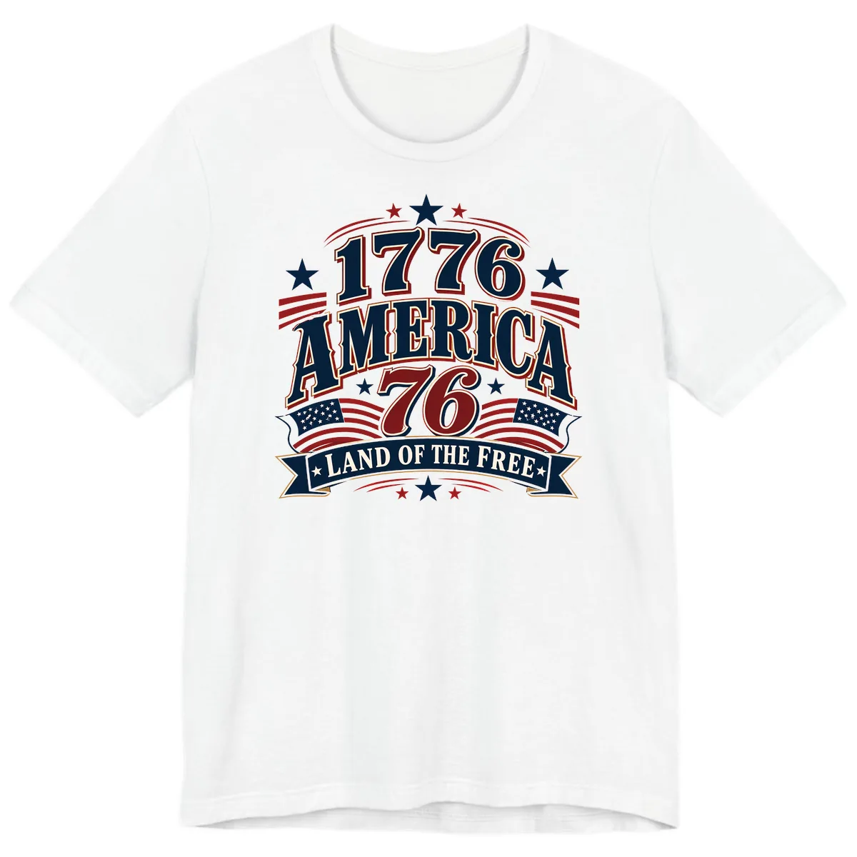 1776 America Land Of The Free Design Premium T-Shirt in White