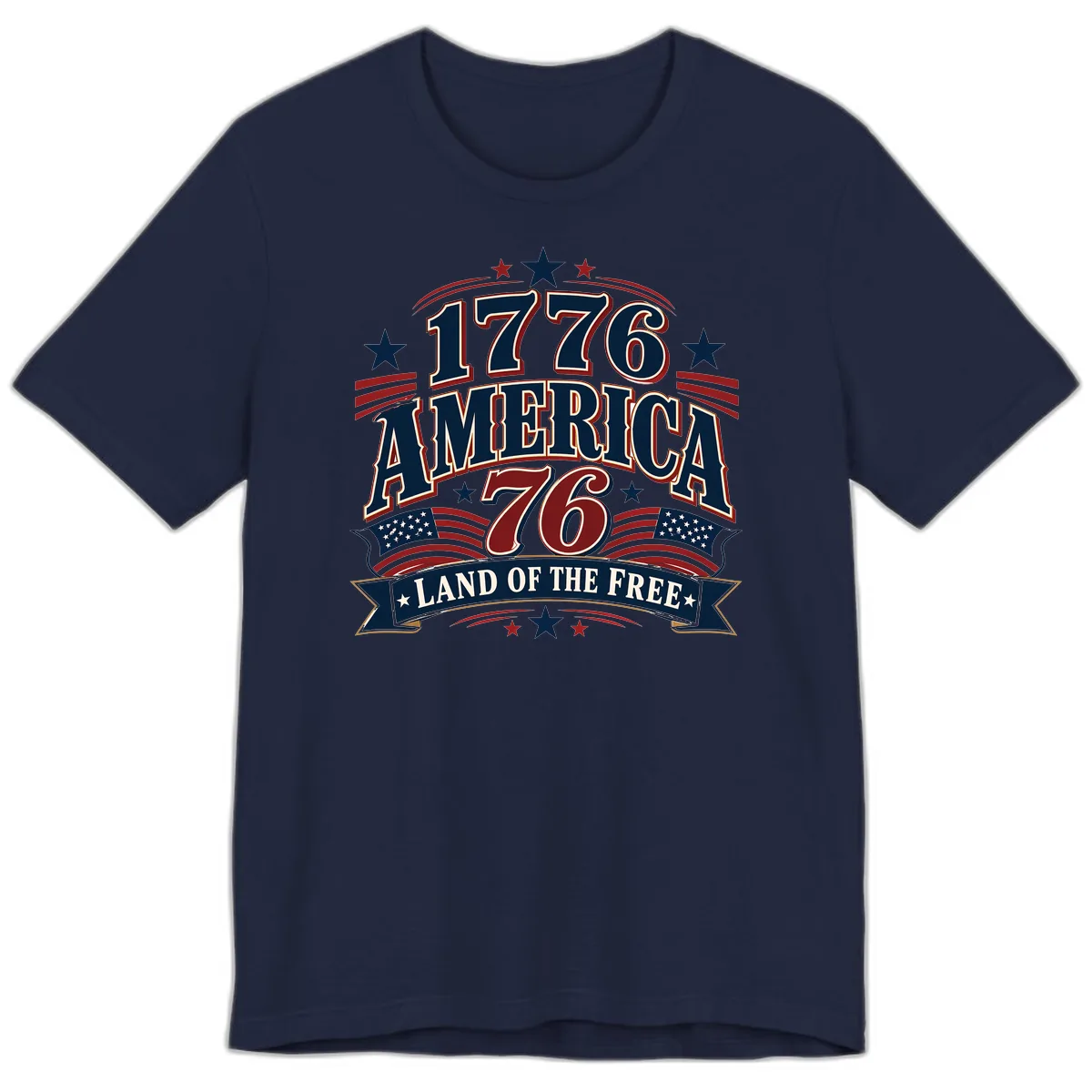 1776 America Land Of The Free Design Premium T-Shirt in Navy