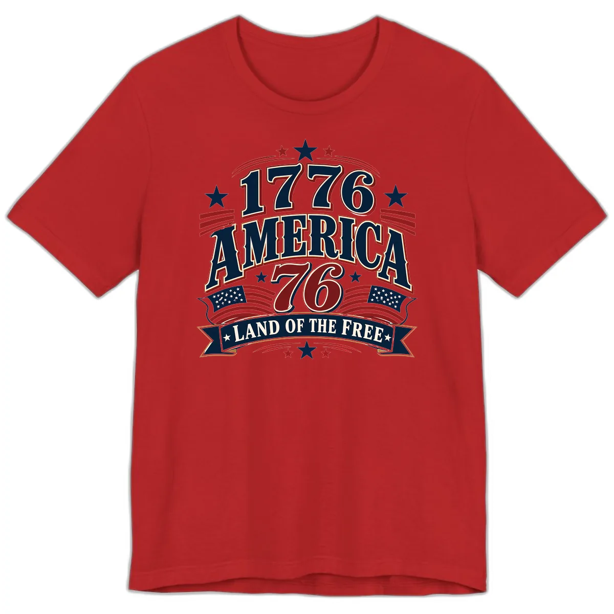 1776 America Land Of The Free Design Premium T-Shirt in Red