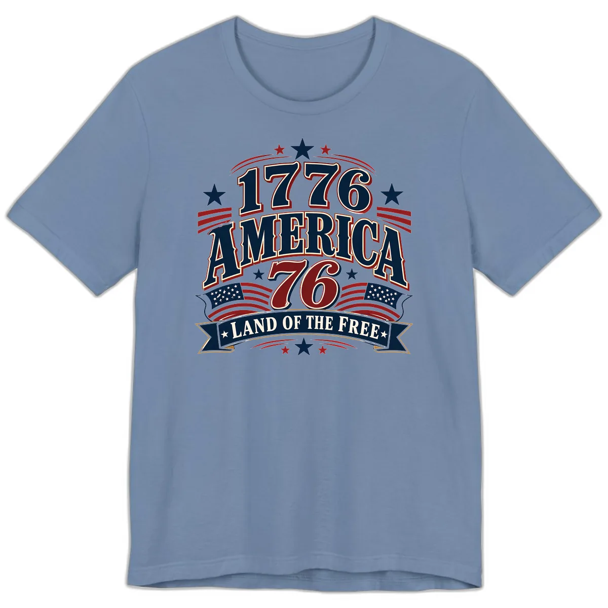 1776 America Land Of The Free Design Premium T-Shirt in Steel Blue