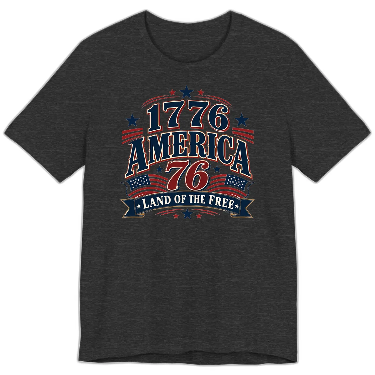 1776 America Land Of The Free Design Premium T-Shirt in Dark Grey Heather