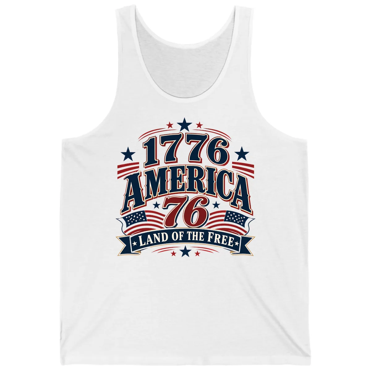 1776 America Land Of The Free Design Tank in White
