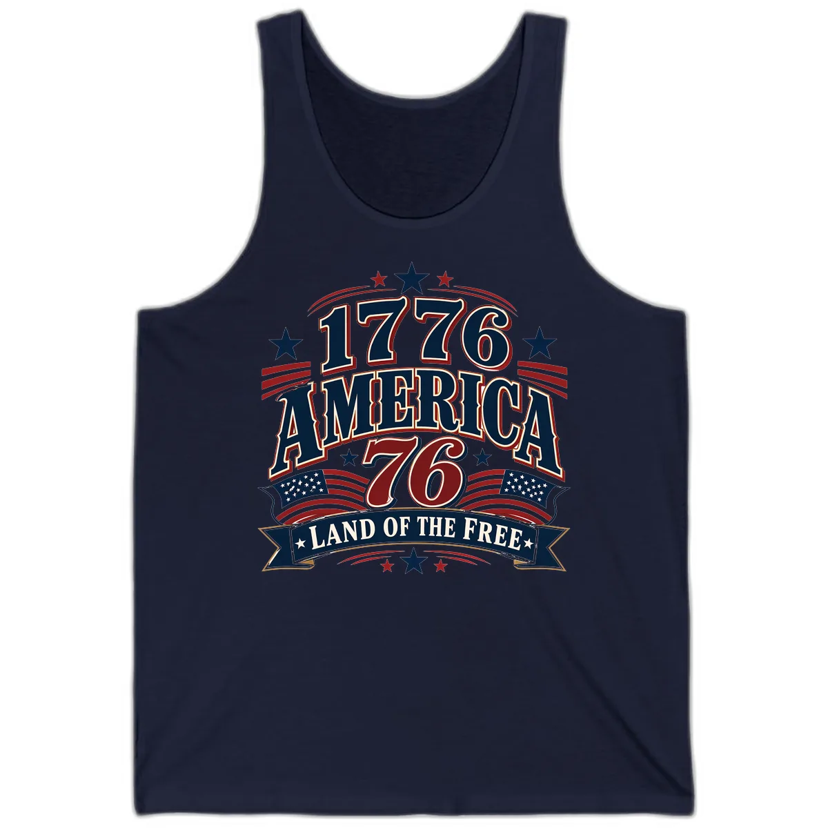 1776 America Land Of The Free Design Tank in Navy
