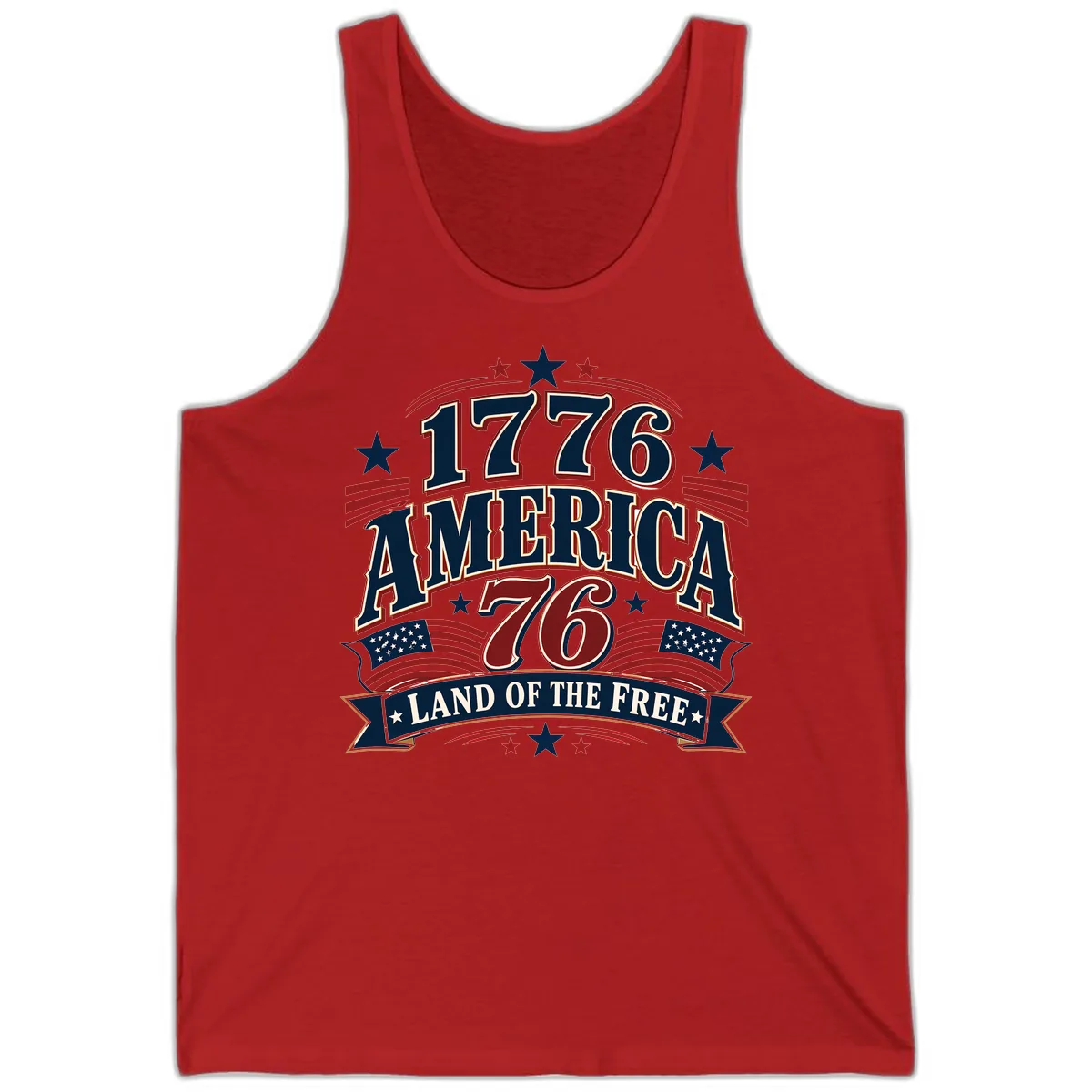 1776 America Land Of The Free Design Tank in Red