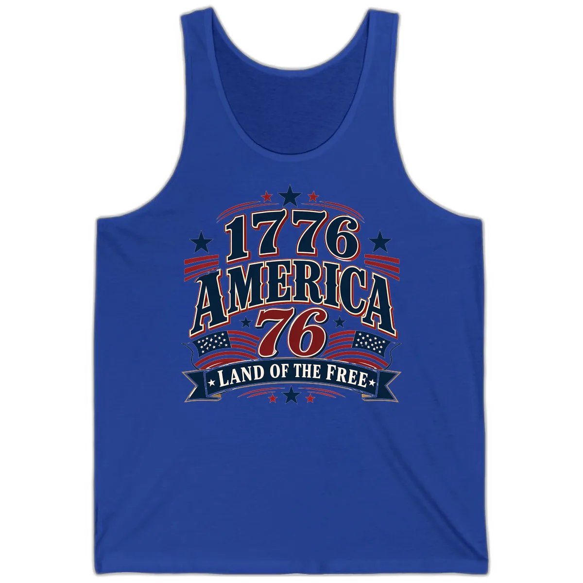 1776 America Land Of The Free Design Tank in True Royal