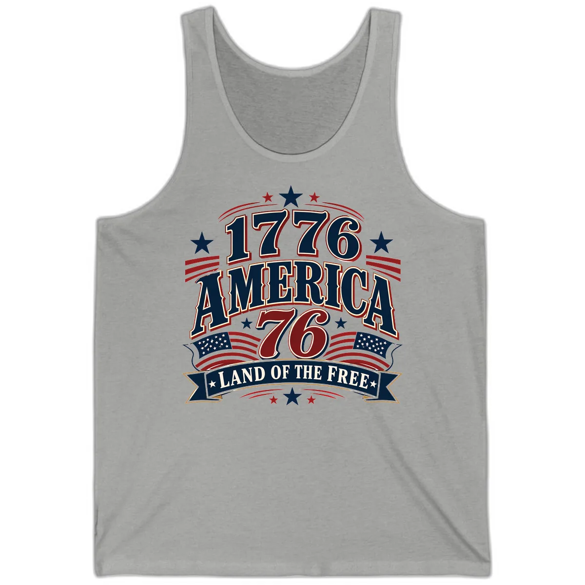1776 America Land Of The Free Design Tank in Athletic Heather