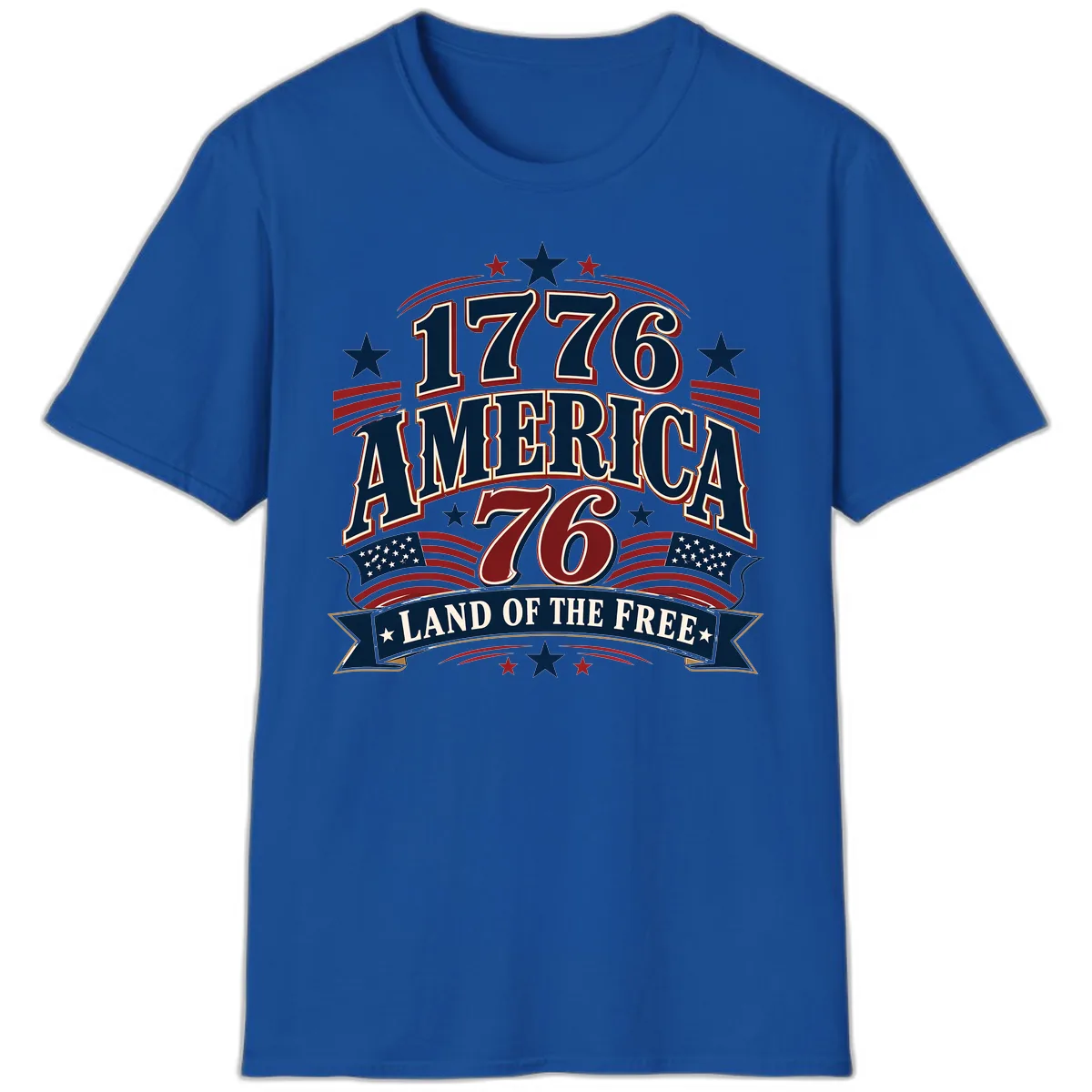 1776 America Land Of The Free Design T-Shirt in Royal