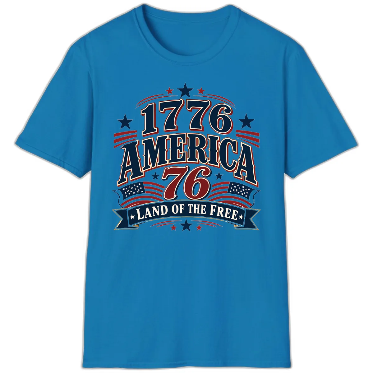 1776 America Land Of The Free Design T-Shirt in Sapphire