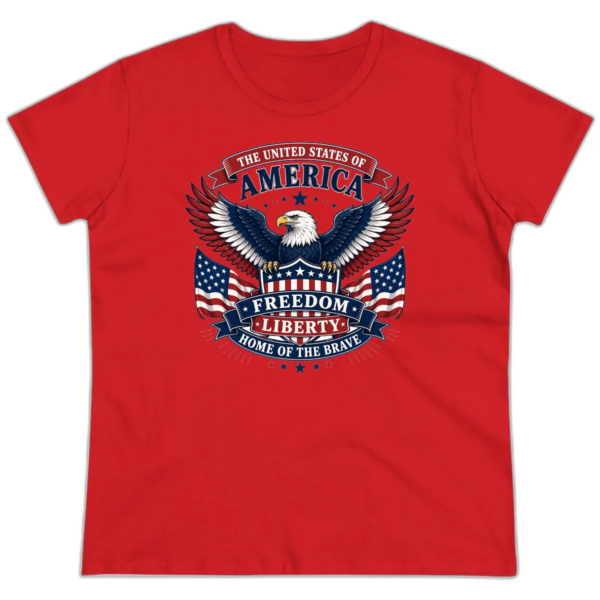 America's Freedom Eagle Celebration Ladies Tee in Red