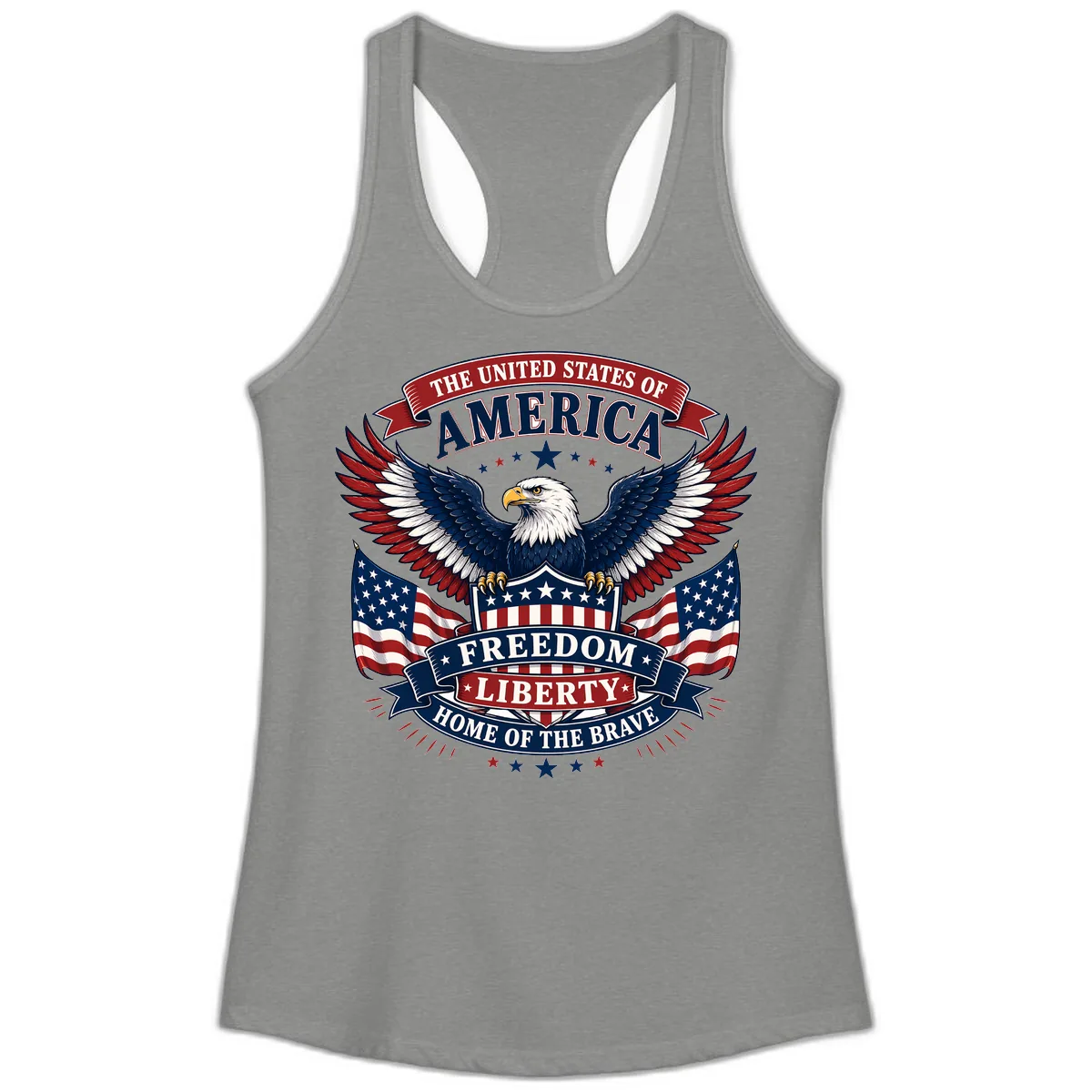 America's Freedom Eagle Celebration Ladies Tank in Heather Grey
