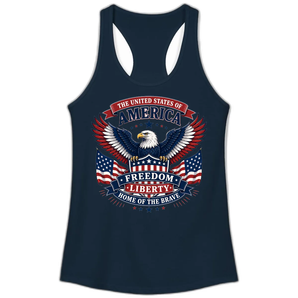 America's Freedom Eagle Celebration Ladies Tank in Solid Midnight Navy