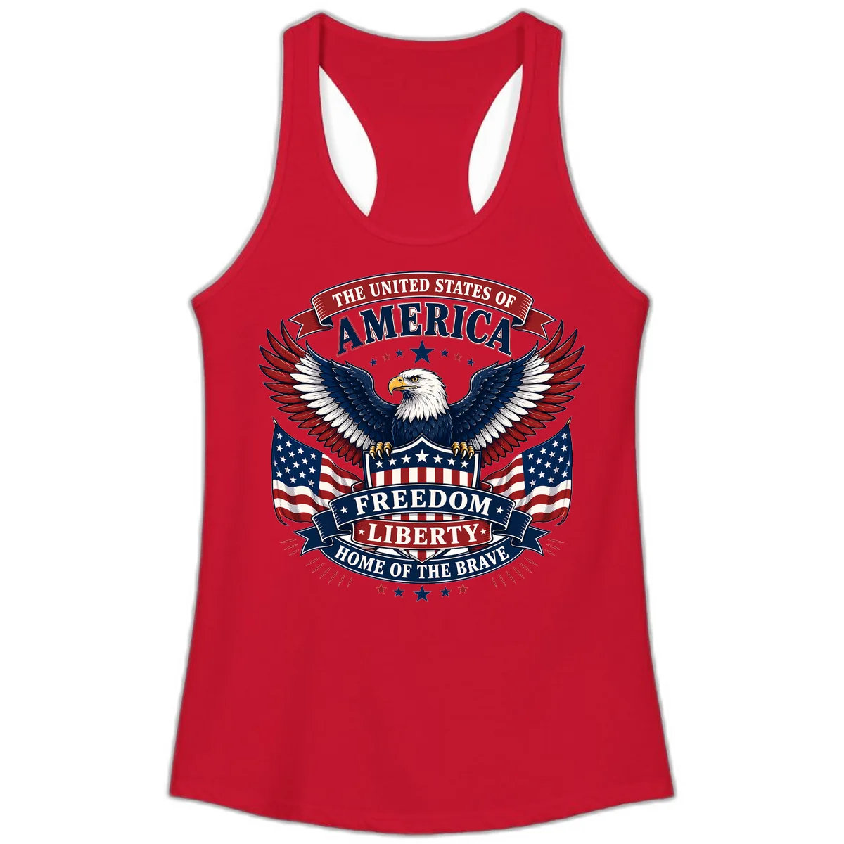 America's Freedom Eagle Celebration Ladies Tank in Solid Red