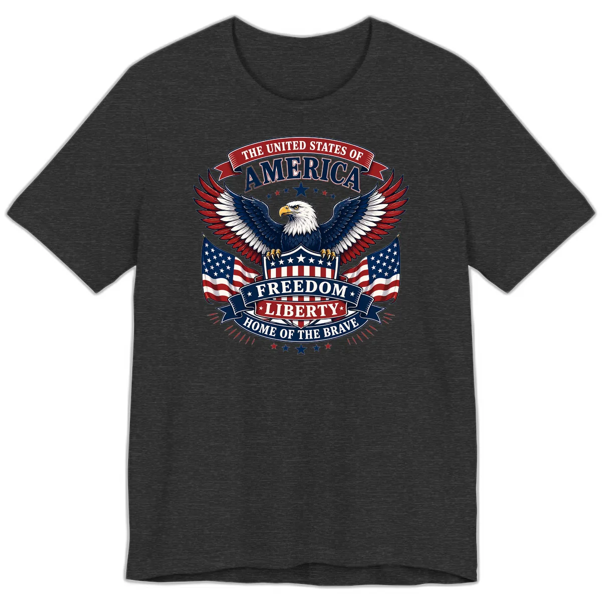 America's Freedom Eagle Celebration Premium T-Shirt in Dark Grey Heather