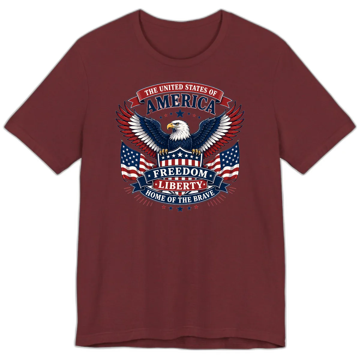 America's Freedom Eagle Celebration Premium T-Shirt in Heather Cardinal