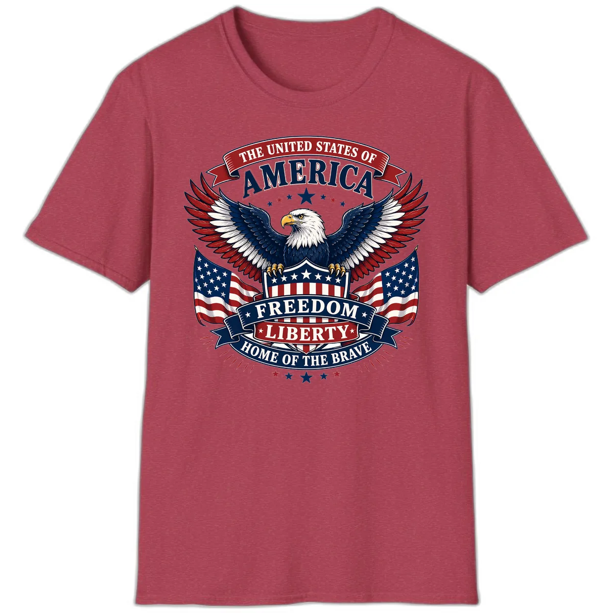 America's Freedom Eagle Celebration T-Shirt in Heather Cardinal