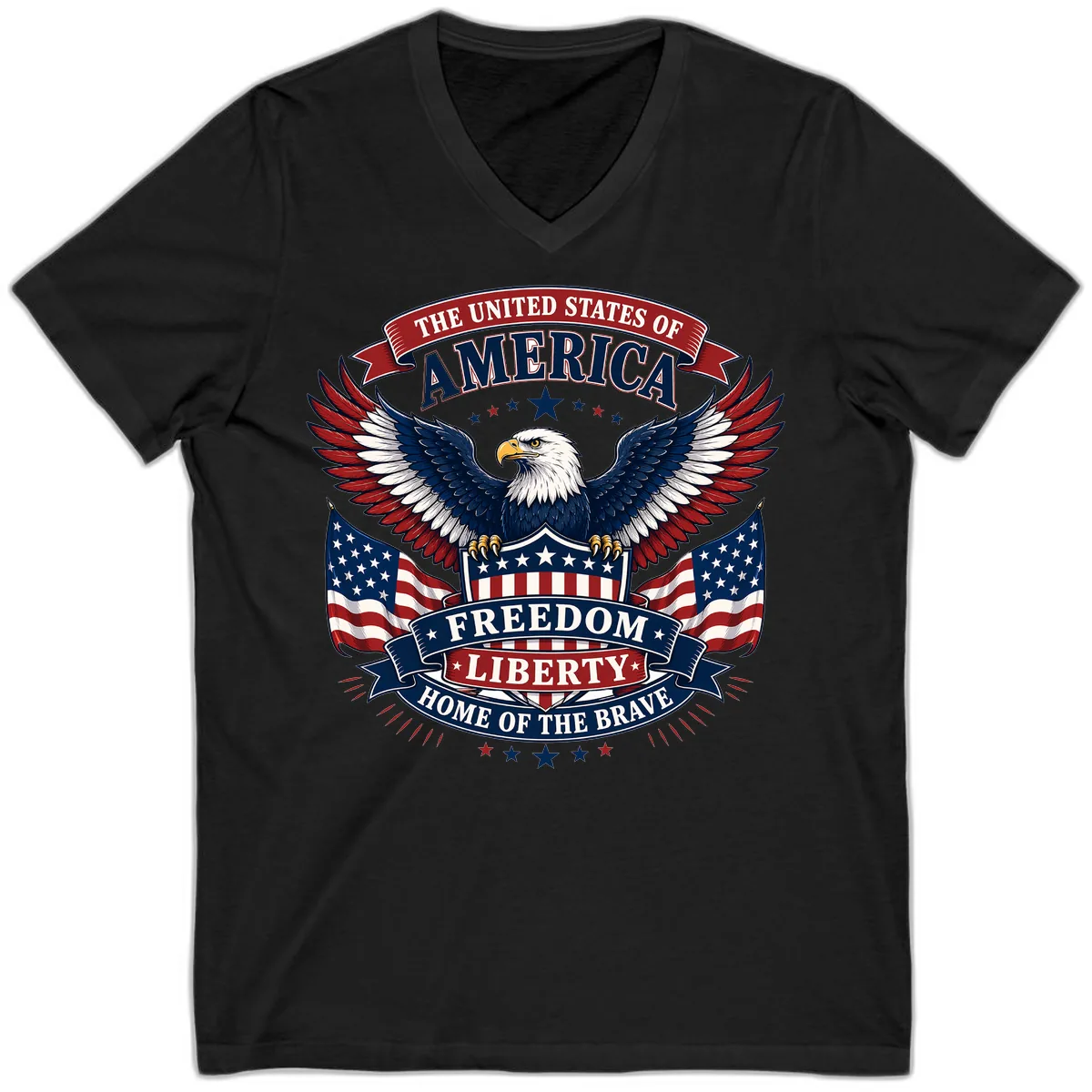 America's Freedom Eagle Celebration V-Neck in Black