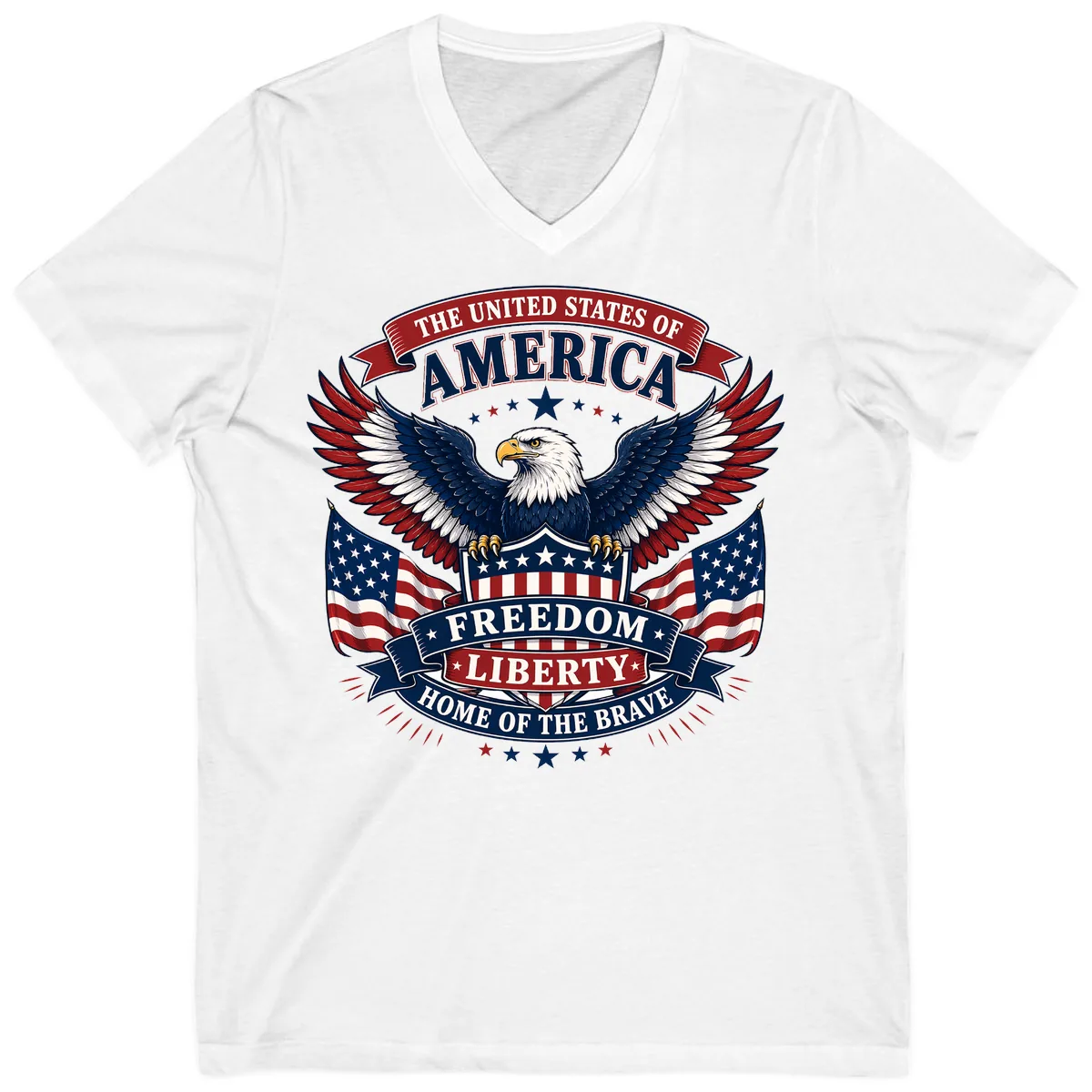 America's Freedom Eagle Celebration V-Neck in White