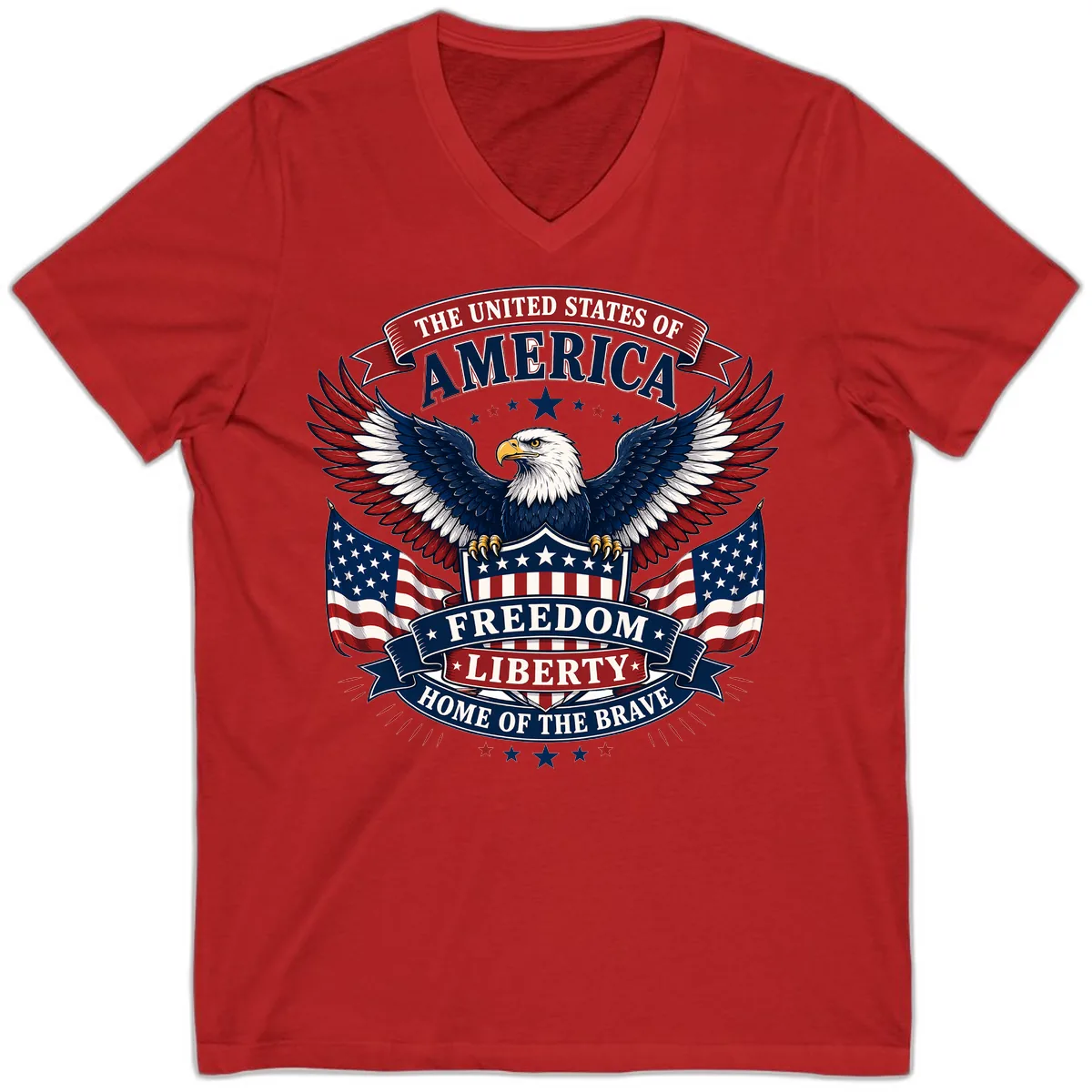 America's Freedom Eagle Celebration V-Neck in Red