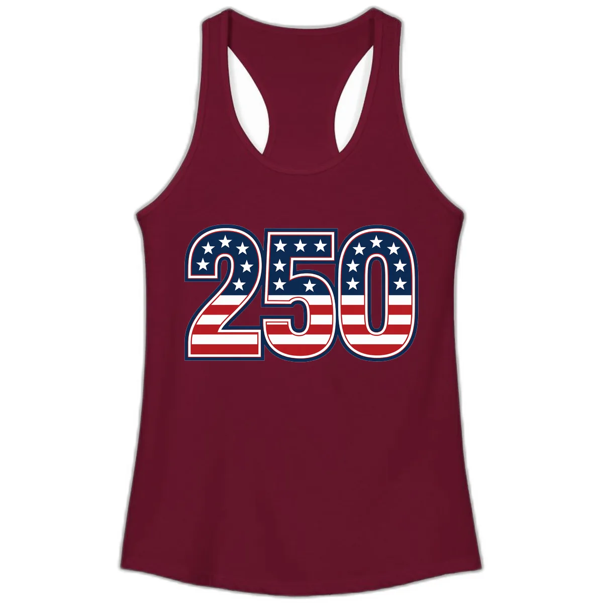 America 250th Anniversary Celebration Ladies Tank in Solid Cardinal Red