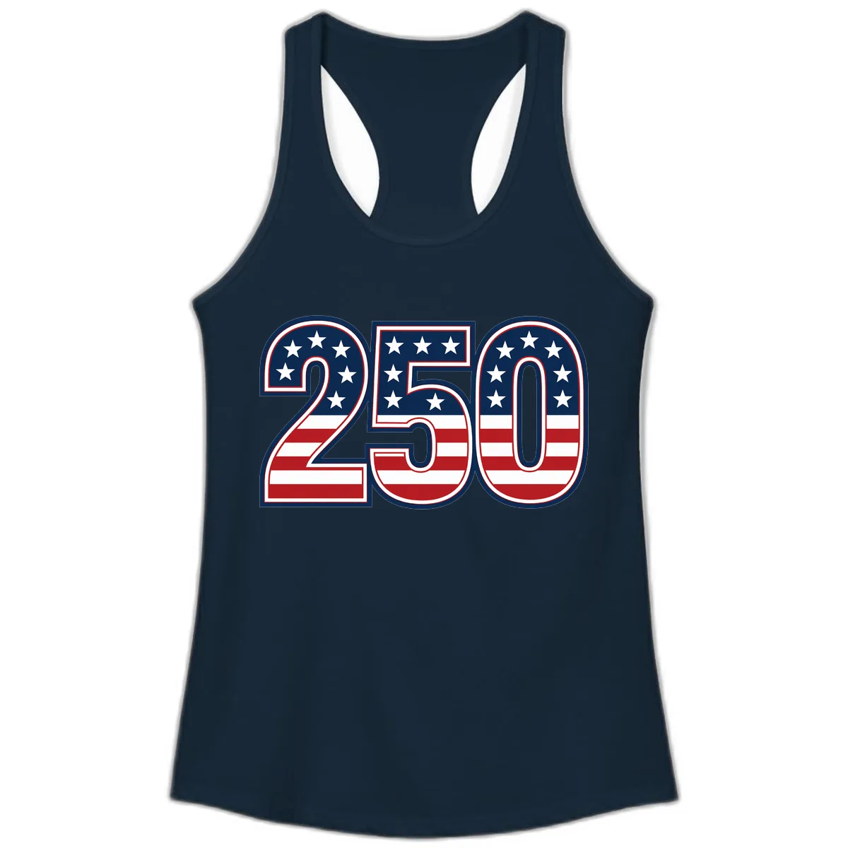 America 250th Anniversary Celebration Ladies Tank in Solid Midnight Navy