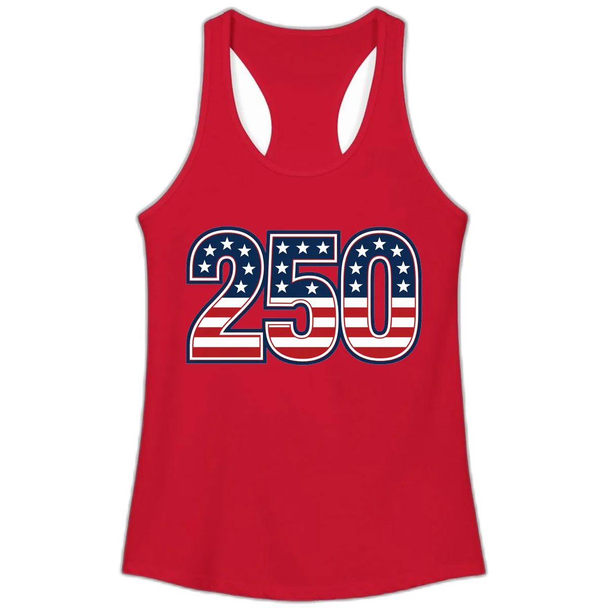 America 250th Anniversary Celebration Ladies Tank in Solid Red