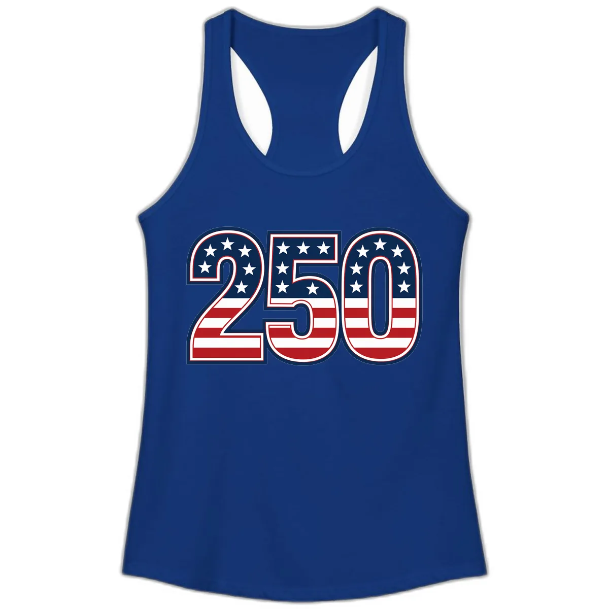 America 250th Anniversary Celebration Ladies Tank in Solid Royal