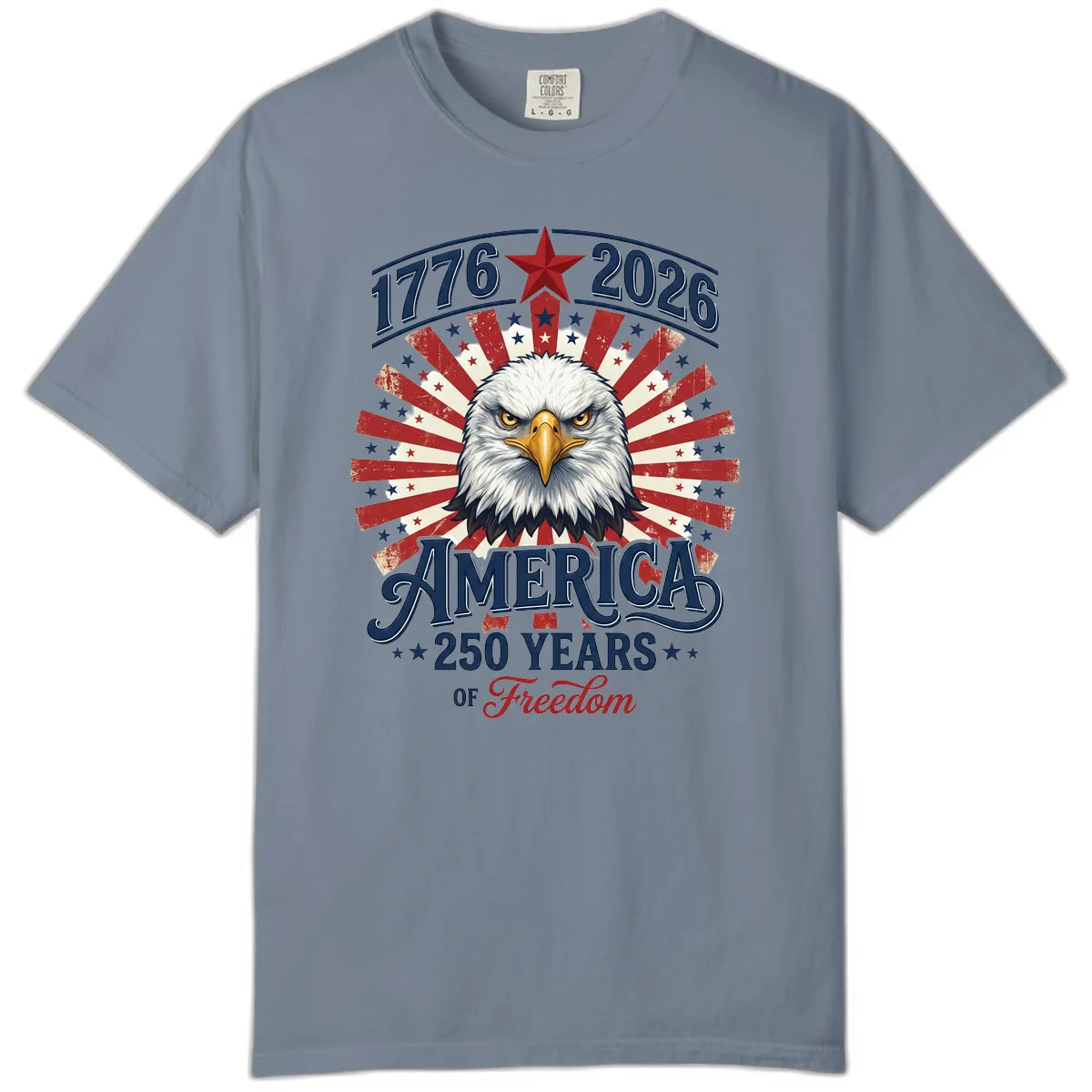 America 250 Years Of Freedom Comfort Color in Blue Jean