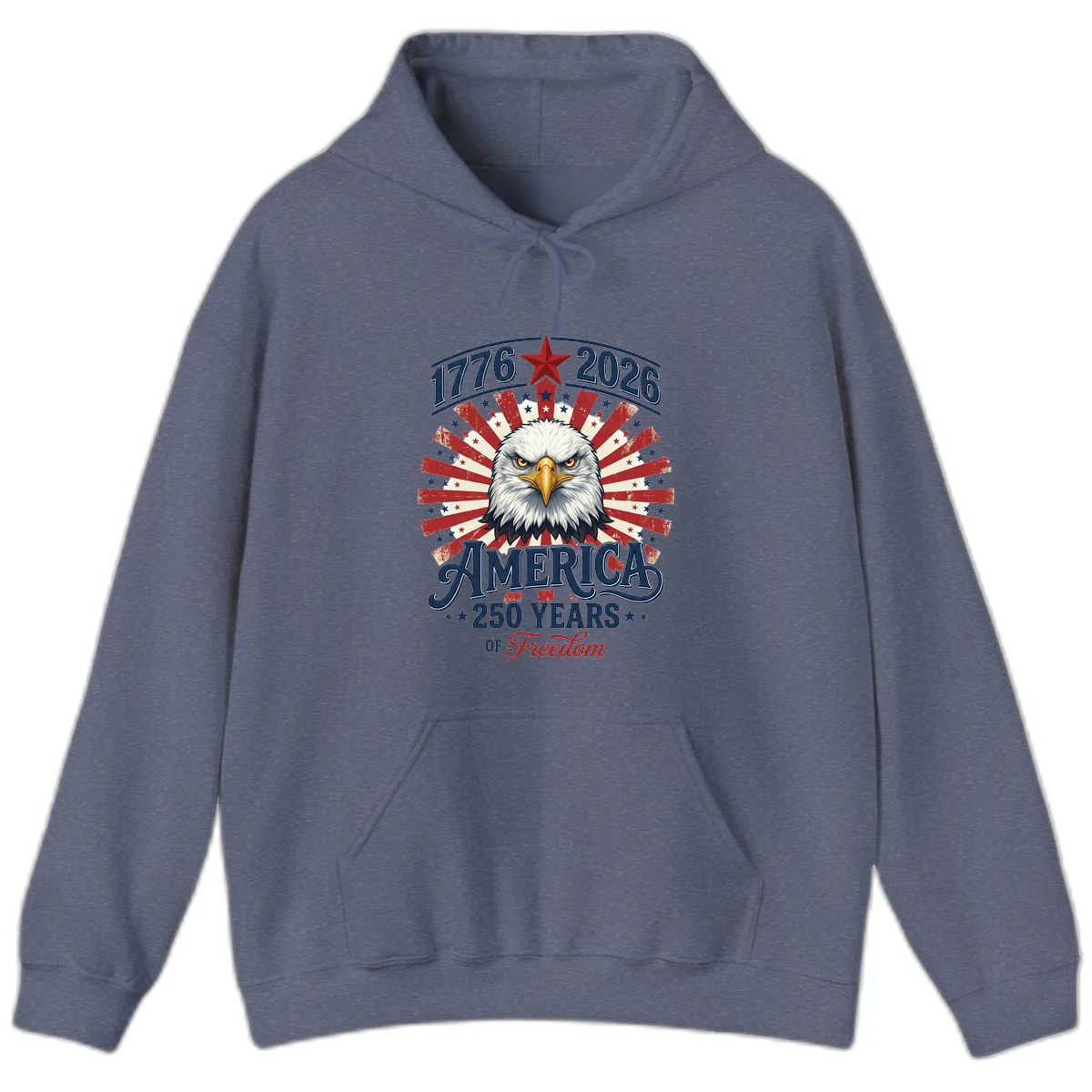 America 250 Years Of Freedom Hoodie in Heather Navy