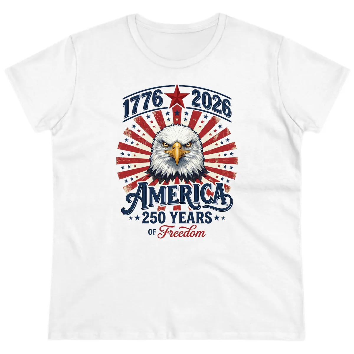 America 250 Years Of Freedom Ladies Tee in White