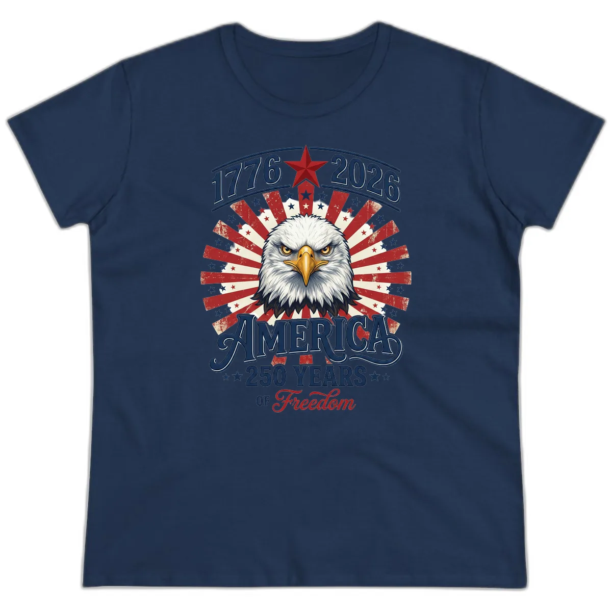 America 250 Years Of Freedom Ladies Tee in Navy