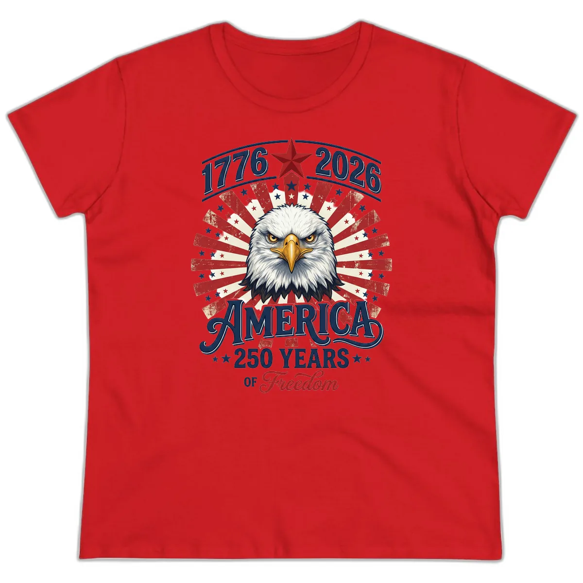 America 250 Years Of Freedom Ladies Tee in Red