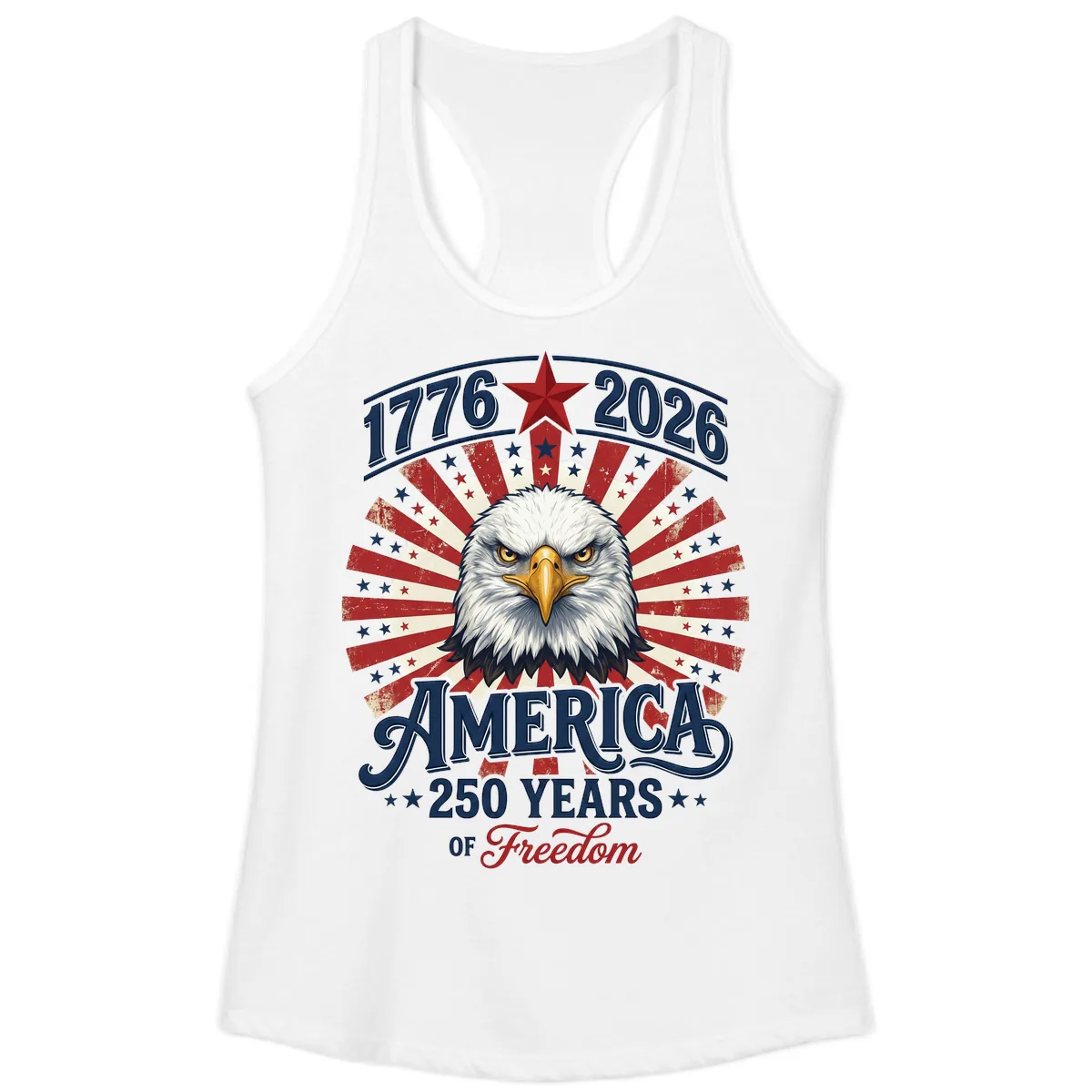 America 250 Years Of Freedom Ladies Tank in White