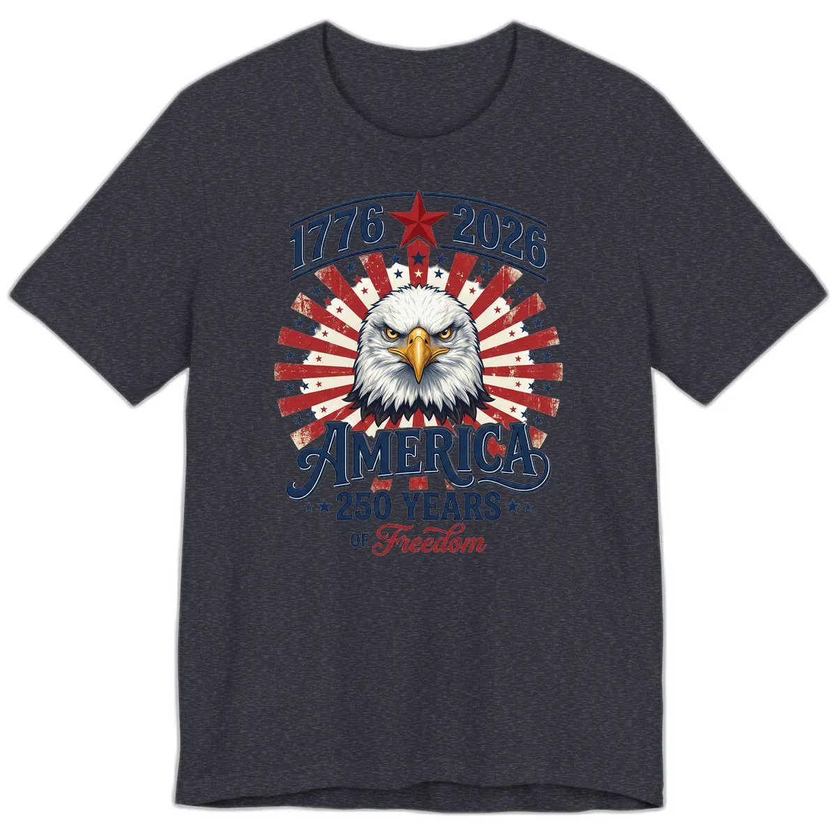 America 250 Years Of Freedom Premium T-Shirt in Heather Navy