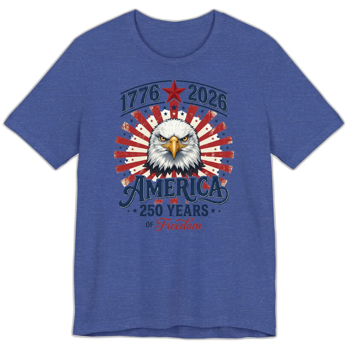 America 250 Years Of Freedom Premium T-Shirt in Heather True Royal