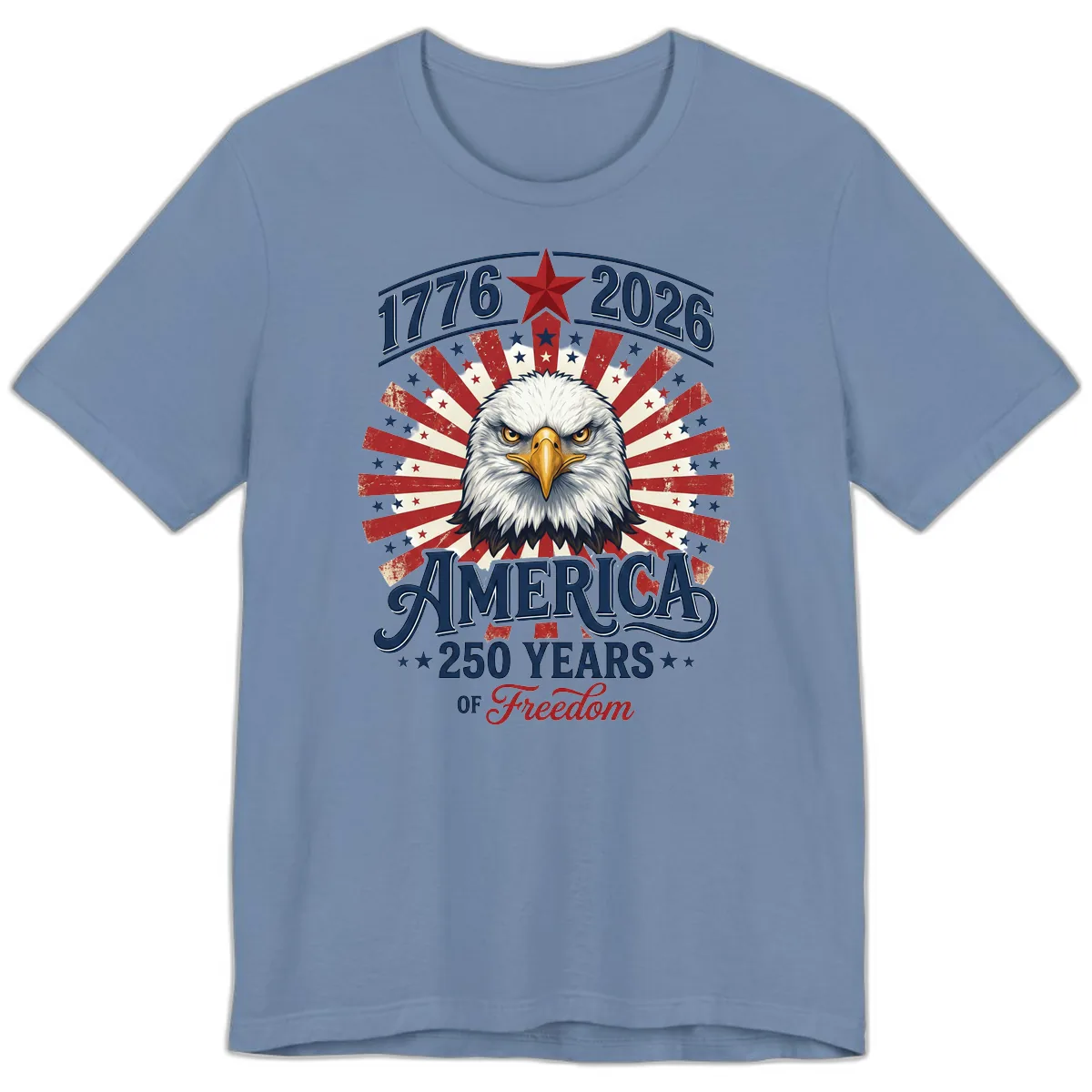 America 250 Years Of Freedom Premium T-Shirt in Steel Blue