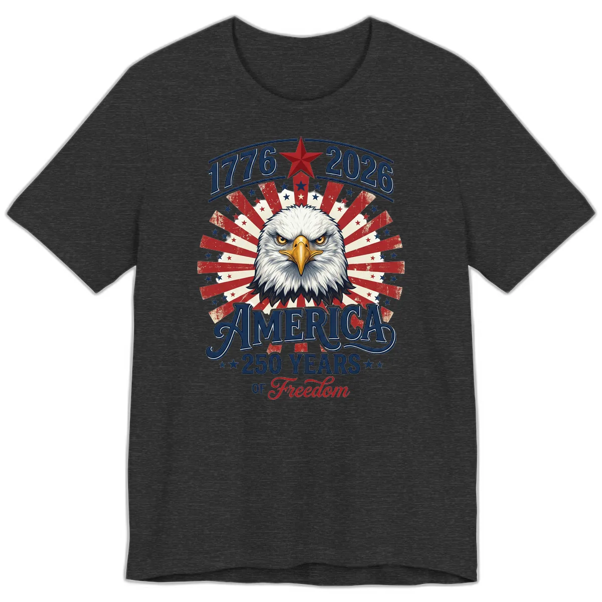 America 250 Years Of Freedom Premium T-Shirt in Dark Grey Heather