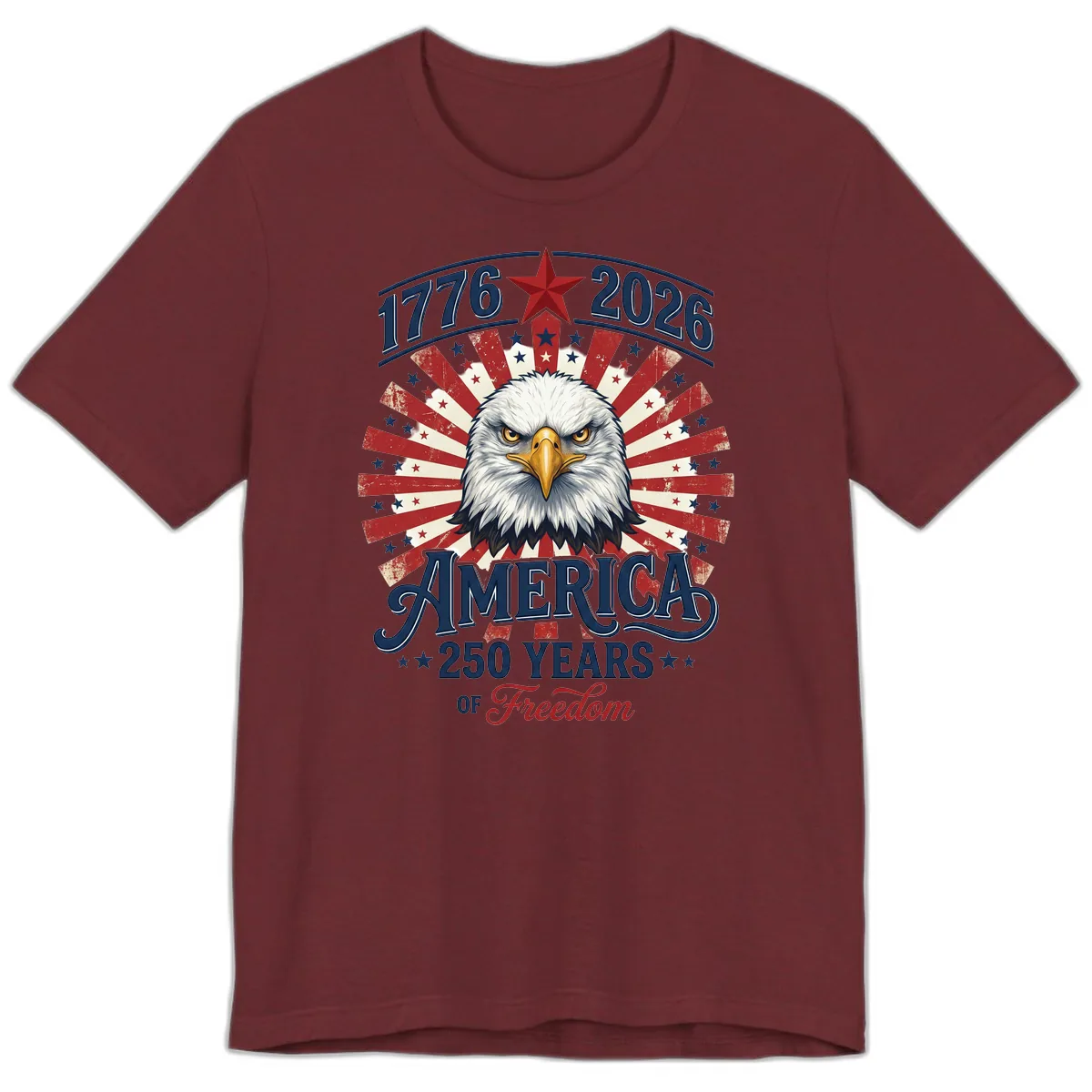 America 250 Years Of Freedom Premium T-Shirt in Heather Cardinal