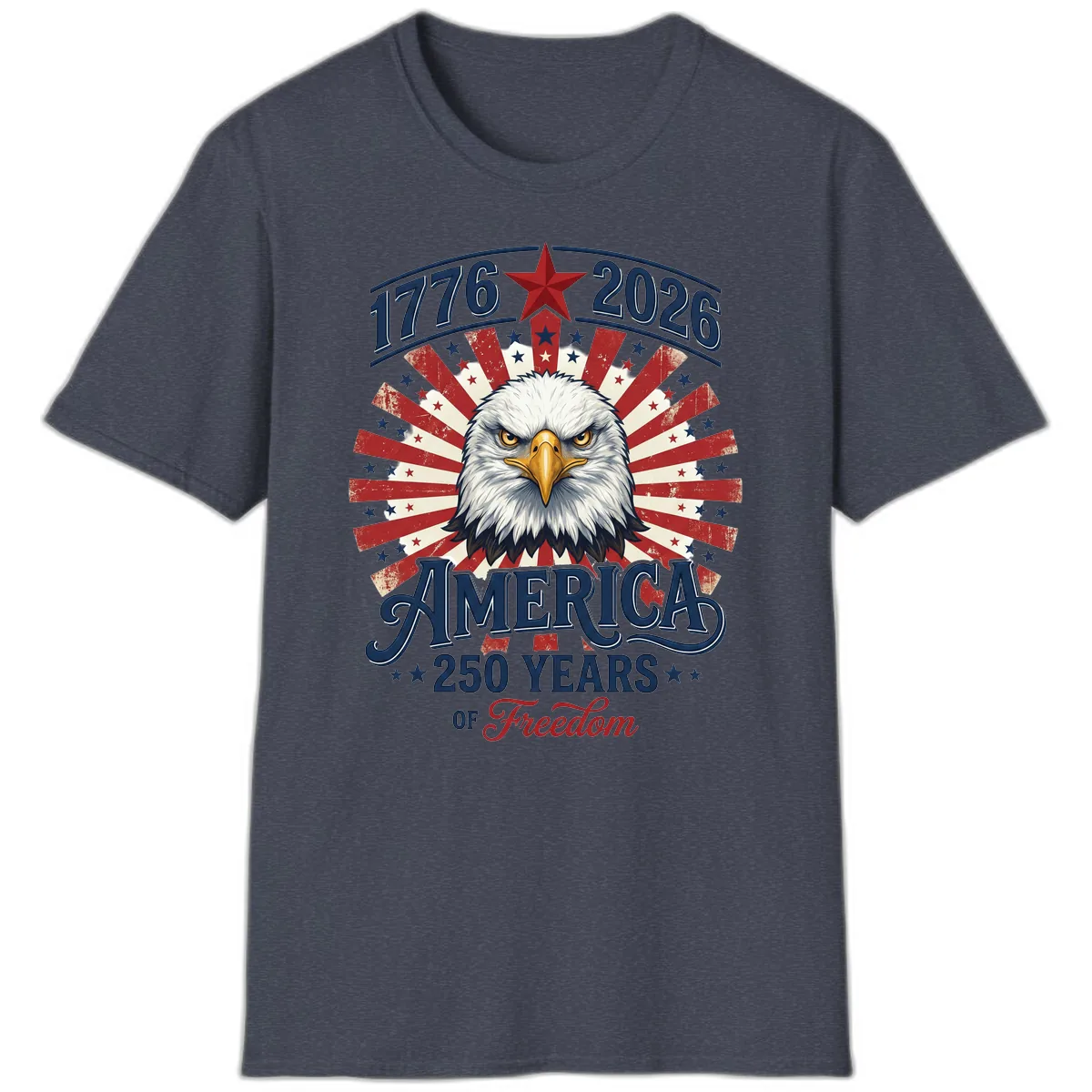 America 250 Years Of Freedom T-Shirt in Heather Navy