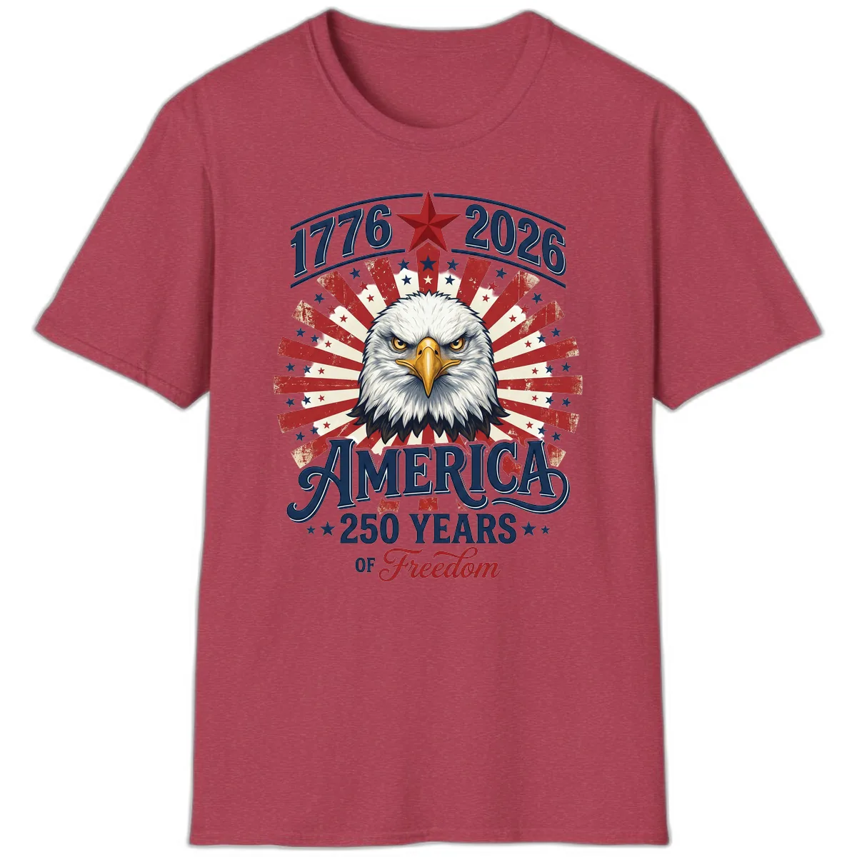 America 250 Years Of Freedom T-Shirt in Heather Cardinal