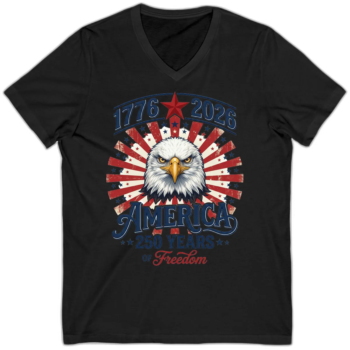 America 250 Years Of Freedom V-Neck in Black