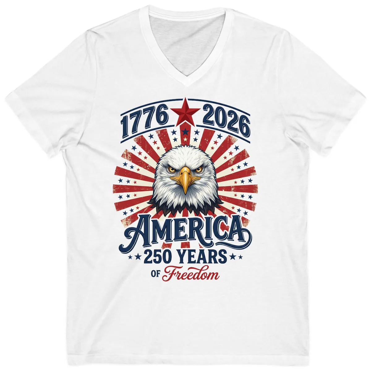 America 250 Years Of Freedom V-Neck in White
