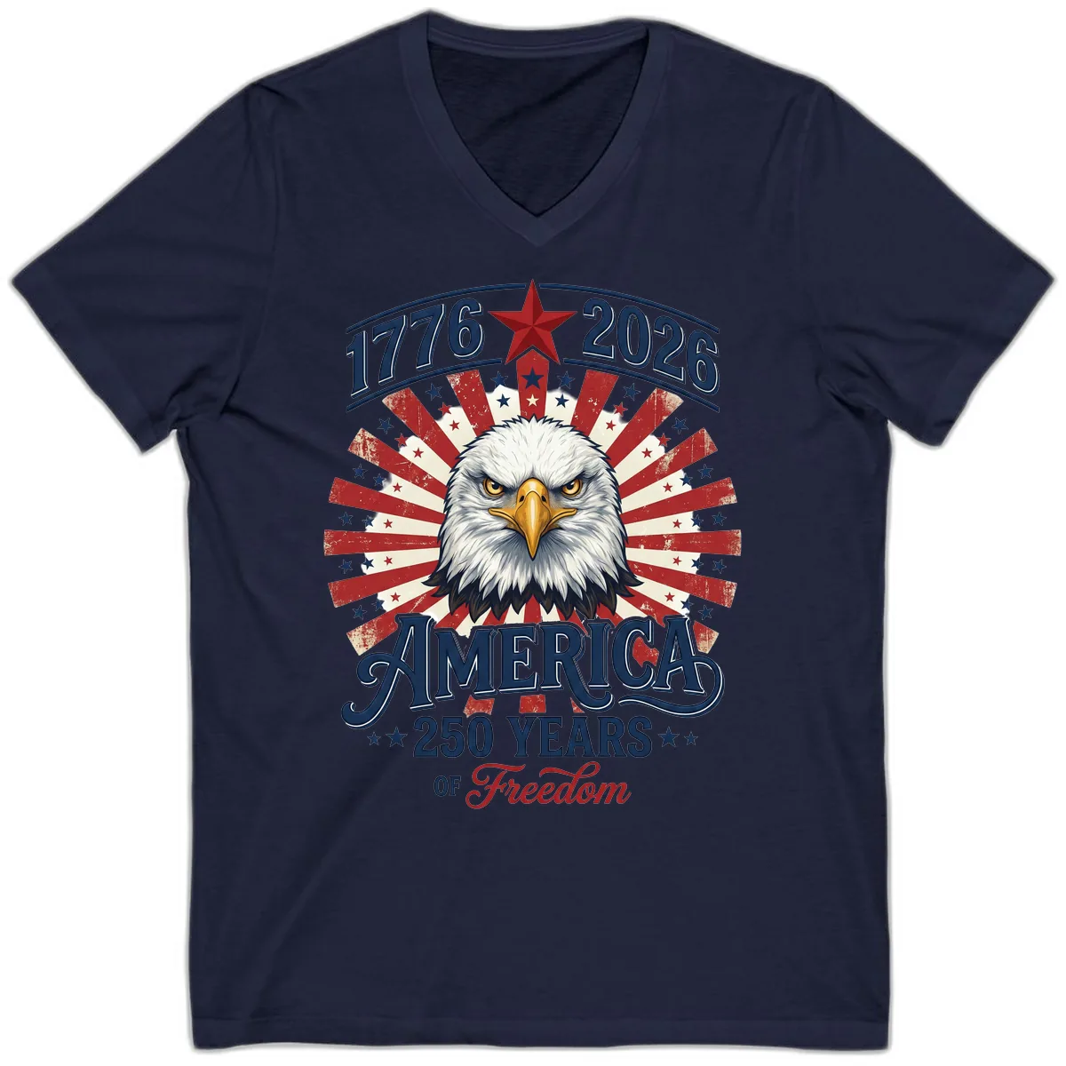 America 250 Years Of Freedom V-Neck in Navy