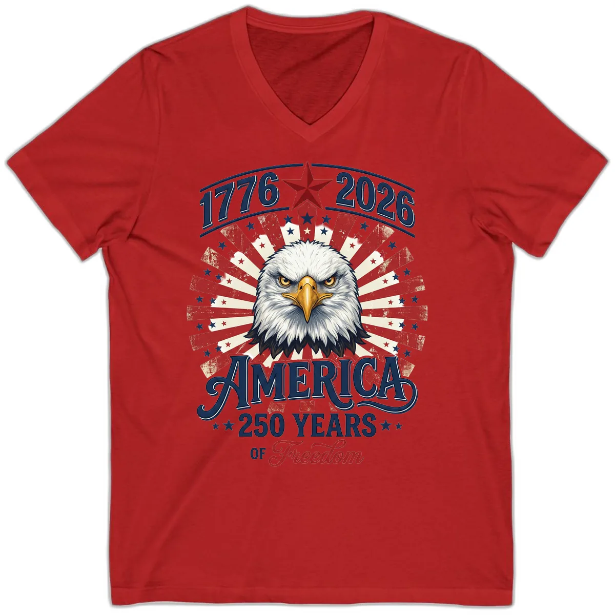 America 250 Years Of Freedom V-Neck in Red