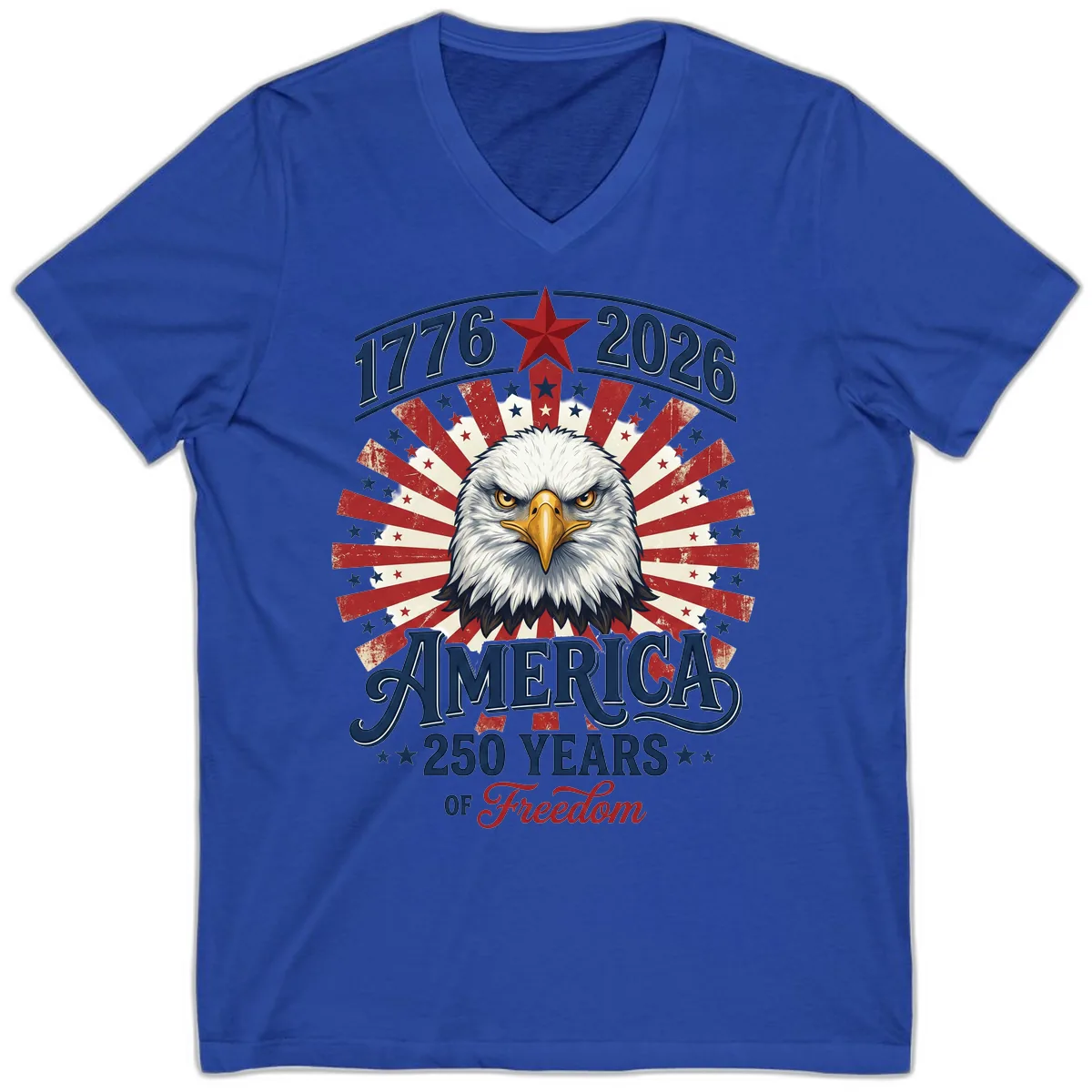 America 250 Years Of Freedom V-Neck in True Royal