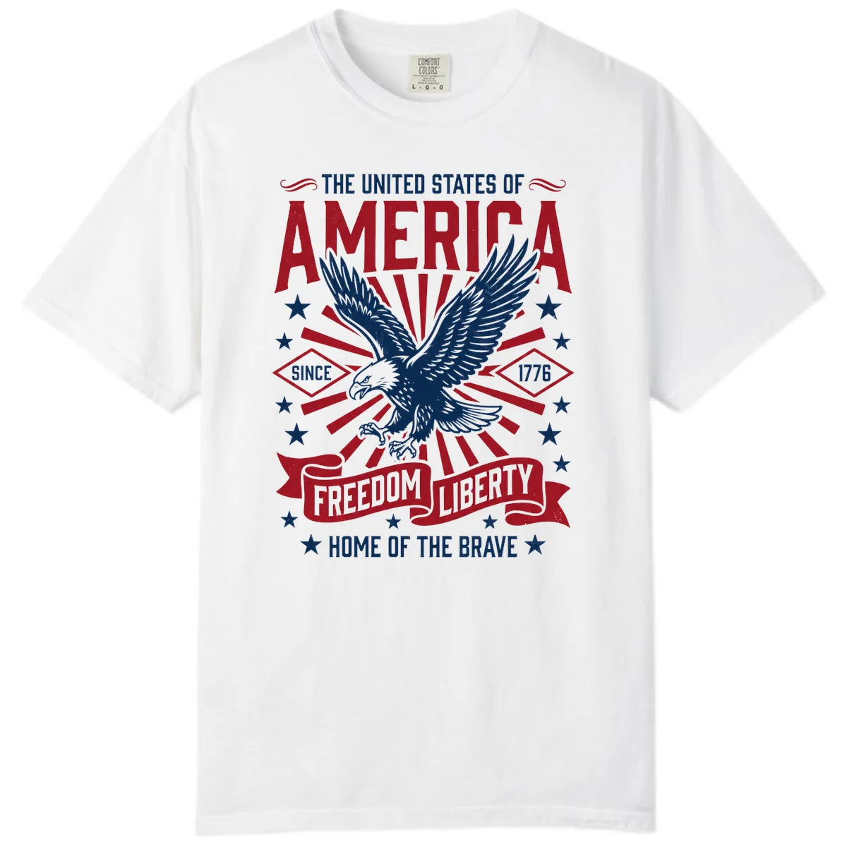 America Freedom Liberty Eagle Celebration Comfort Color in White