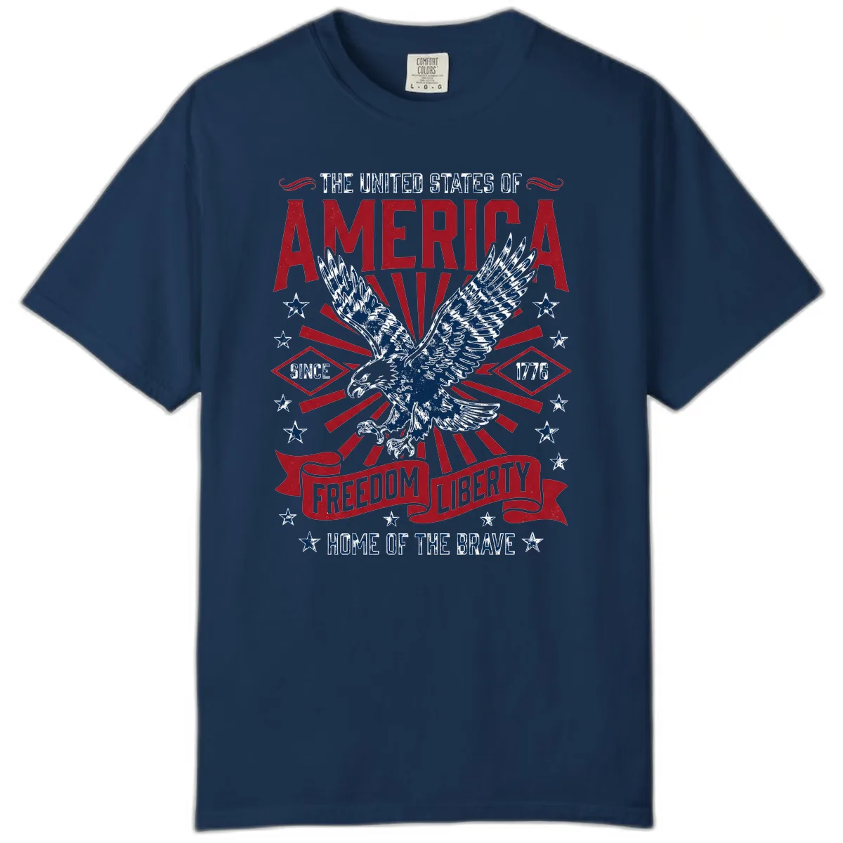 America Freedom Liberty Eagle Celebration Comfort Color in Navy