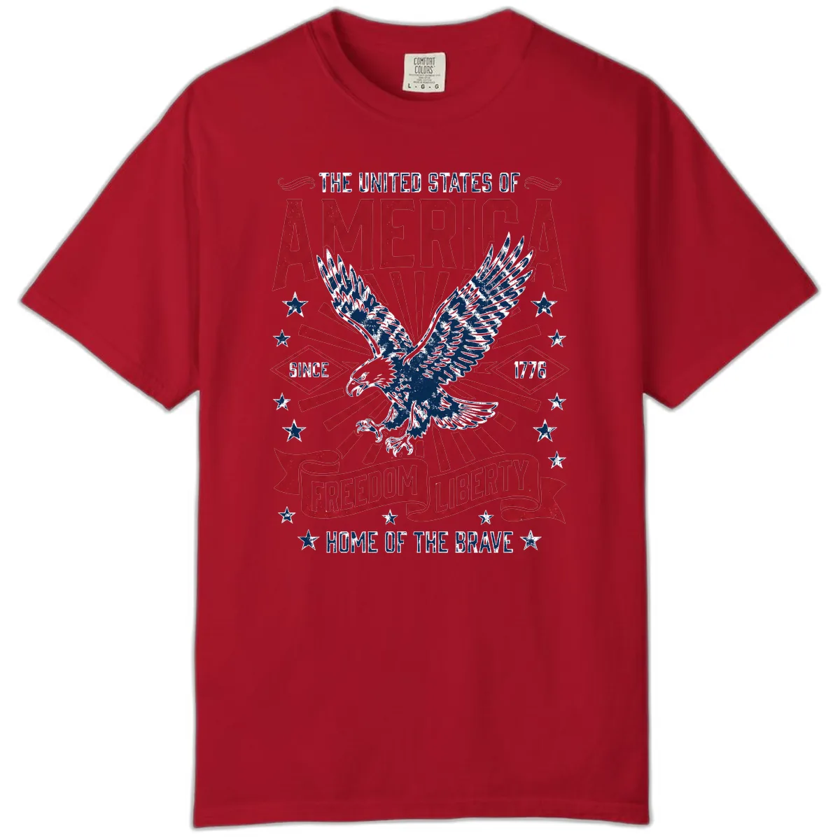 America Freedom Liberty Eagle Celebration Comfort Color in Red